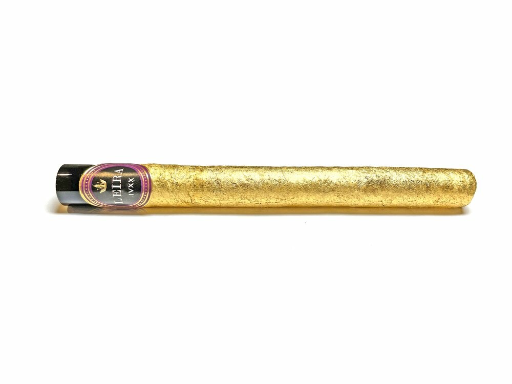 A Leira cannagar wrapped in 24-karat gold leaf.